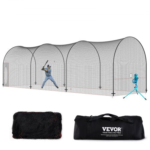 Basebollslagbur, nät och ram för softboll och basebollslagbur, bärbart övningsnät med bärväska, kraftig sluten pitchingbur, för slagträning i trädgården, 12,7 m