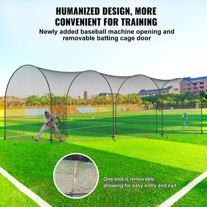 Basebollslagbur, nät och ram för softboll och basebollslagbur, bärbart övningsnät med bärväska, kraftig sluten pitchingbur, för slagträning i trädgården, 12,7 m