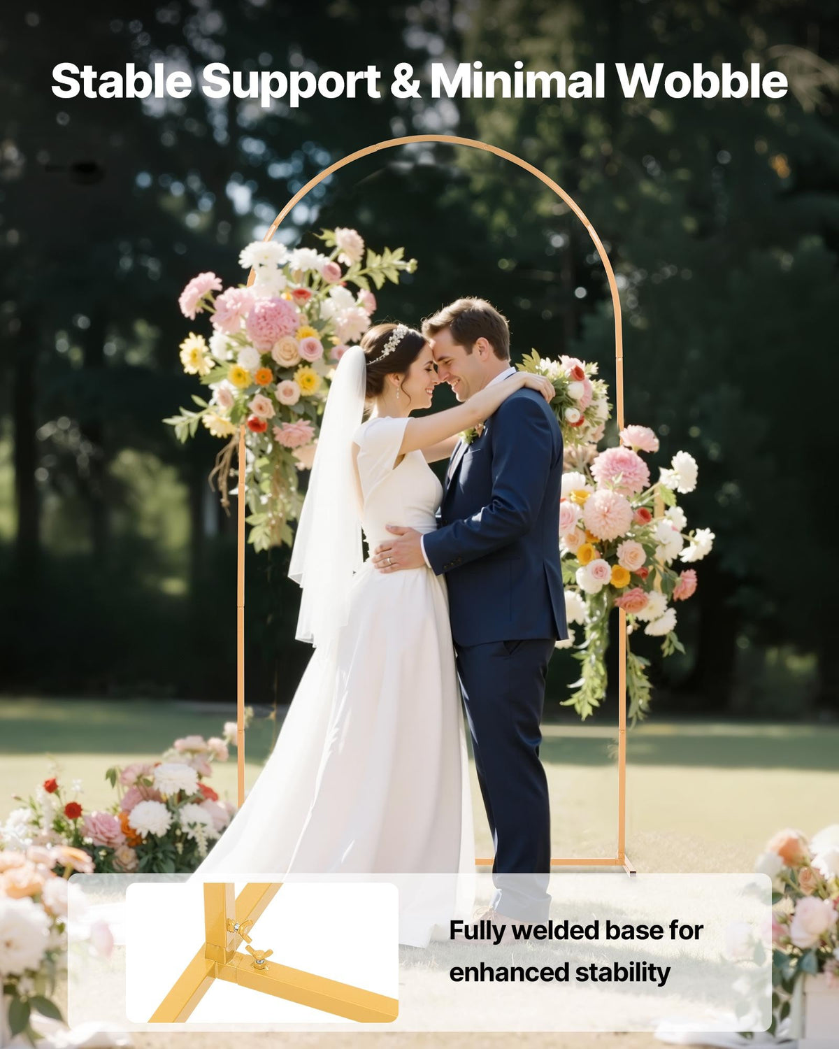 Arch Backdrop Stand, 2.2 x 1.2 m, Stable Structure, Easy Assembly, 1 Piece Gold Metal Arch Backdrop Stand for Wedding, Birthday Party, Graduation, Holiday Celebration, and Ceremony Decoration