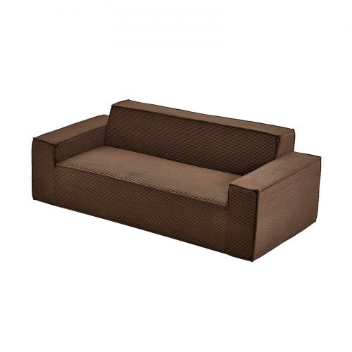 2110 mm Modern soffa, Bekväm manchestersoffa med djupa sitsar, Cloud-soffa med breda armstöd, Ingen montering krävs, Stor plyschsoffa Perfekt för vardagsrum, sovrum, lägenhet och kontor, Brun