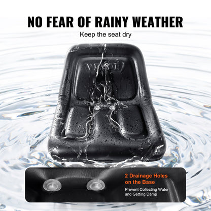 Universellt Tracor-säte, gräsklipparsäte med mikrobrytare och dräneringshål, 6,3-13,4 tums förlängd traktorsäte för traktorlastare, grävmaskin