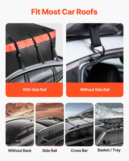 Car Rooftop Cargo Carrier Bag, 23 Cubic Feet Roof Cargo Carrier, Heavy Duty 840D PVC 100% Waterproof Car Roof Luggage Bag for All Vehicle with/without Rack- with Lock, Anti-Slip Mat, 6 Door Hook