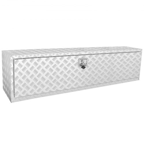 Underrede för lastbil, 152,4 x 43,2 x 45,7 cm förvaringslåda för pickuper, kraftig verktygslåda i diamantplåt i aluminium med lås och nycklar, vattentät förvaringslåda för släpvagn med T-handtag för lastbil, skåpbil, släpvagn