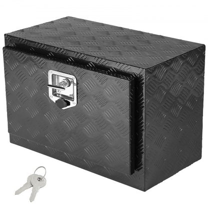 Underrede för lastbil, förvaringslåda för pickuper 61 x 30 x 36 cm, verktygslåda i kraftig aluminium med diamantplåt, lås och nycklar, vattentät förvaringslåda för släpvagn med T-handtag för lastbil, skåpbil, släpvagn