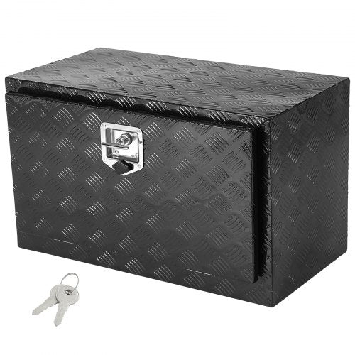 Underrede för lastbil, förvaringslåda för pickuper, 91 x 36 x 40 cm, verktygslåda i kraftig aluminium med diamantplåt, lås och nycklar, vattentät förvaringslåda för släpvagn med T-handtag för lastbil, skåpbil, släpvagn
