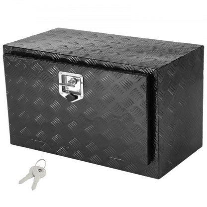 Underrede för lastbil, förvaringslåda för pickuper, 91 x 36 x 40 cm, verktygslåda i kraftig aluminium med diamantplåt, lås och nycklar, vattentät förvaringslåda för släpvagn med T-handtag för lastbil, skåpbil, släpvagn