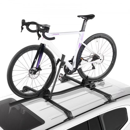 Takcykelhållare, 15 kg kapacitet, upprätt takmonterat cykelhållare med säkert låssystem för de flesta standardtvärstänger, upprätt takcykelhållare i aluminium, 1 cykelhållare för bil SUV, svart