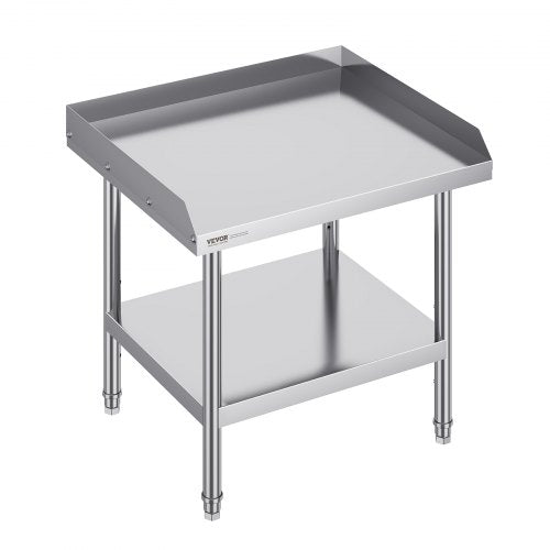 Arbetsbord i rostfritt stål, 24 x 28 x 26 tums kommersiellt arbetsbord för matlagning, 3-sidigt bakstänkskydd kraftigt arbetsbord för matlagning, arbetsbord i metall med justerbar höjd för restaurang, hem, hotell