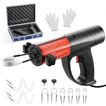 Borttagning av induktionsvärmarebult, 1500W 230V magnetisk induktionsvärmare, handhållen mutterbrytare, minivärmemaskin för borttagning av rostiga skruvar, reparationsverktyg för bilgarage med 8 spolar och låda