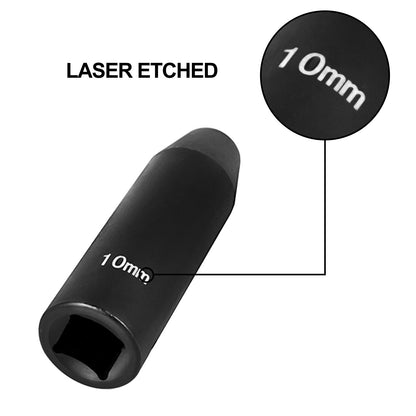 Krafthylsnyckelsats, 1/2" 26-delars krafthylsor, djup hylsa, 6-punktshylsor, 1/2-tums hylsnyckelsats, slagmetrisk 10 mm - 36 mm, robust Cr-V-konstruktion, med förvaringsbur