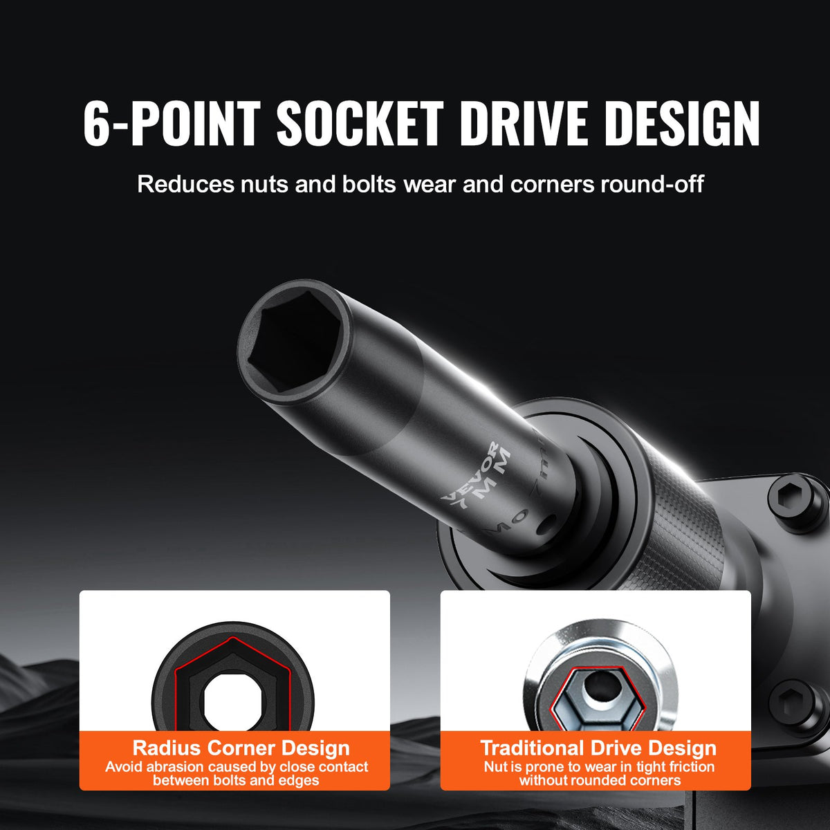 1/2" slaghylsnyckelsats, 13-delars djup hylsnyckelsats metrisk 10-24 mm, 6-kantig CR-V-legerat stål för bilreparationer, lättlästa storleksmarkeringar, robust konstruktion, inkluderar förvaringsväska