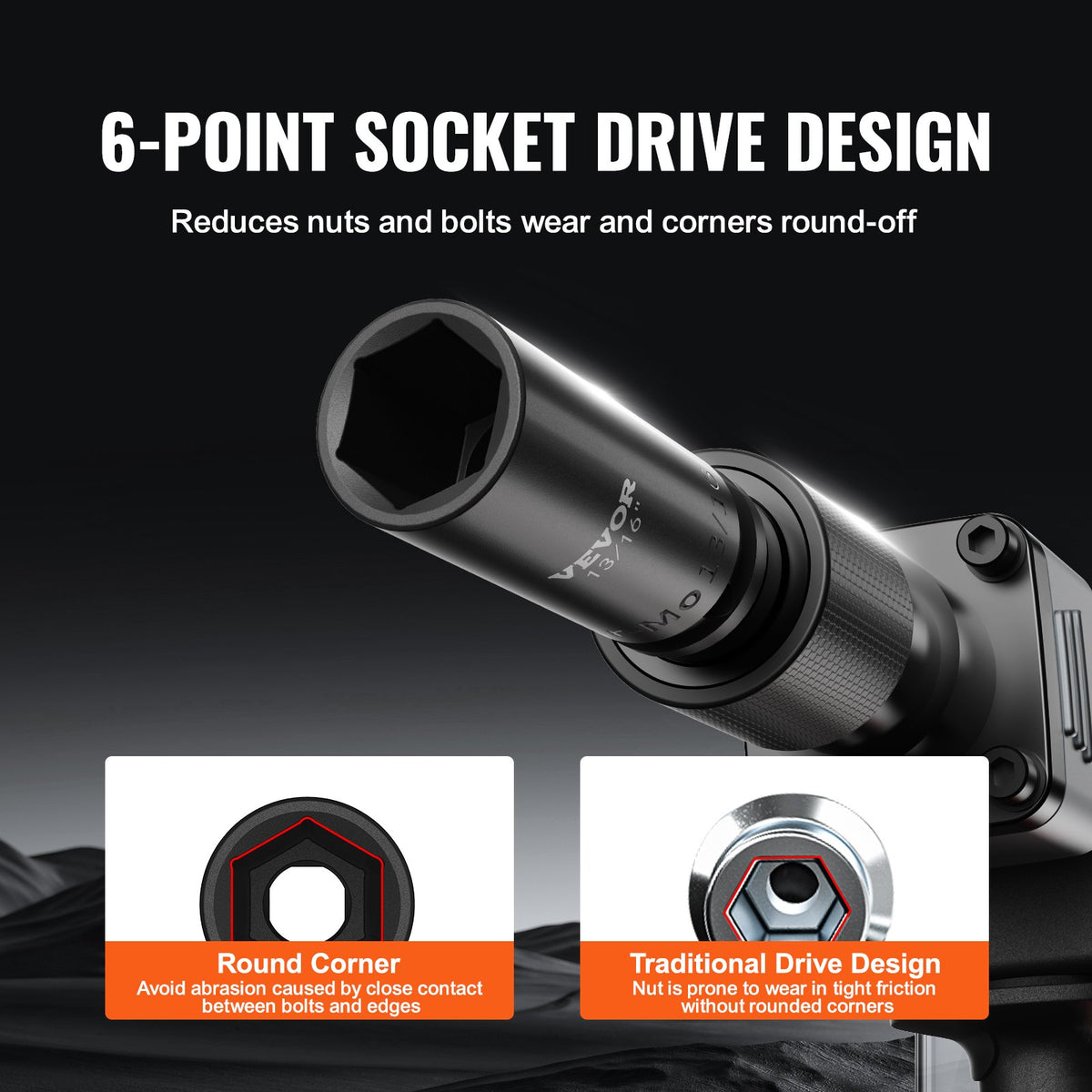 3/8" slaghylsnyckelsats, 15-delars djup hylsnyckelsats metrisk 8-22 mm, 6-kantig Cr-Mo-legerat stål för bilreparationer, lättlästa storleksmarkeringar, robust konstruktion, inkluderar förvaringsväska