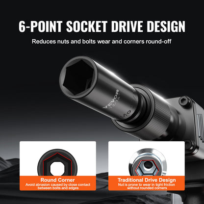 3/8" slaghylsnyckelsats, 15-delars djup hylsnyckelsats metrisk 8-22 mm, 6-kantig Cr-Mo-legerat stål för bilreparationer, lättlästa storleksmarkeringar, robust konstruktion, inkluderar förvaringsväska
