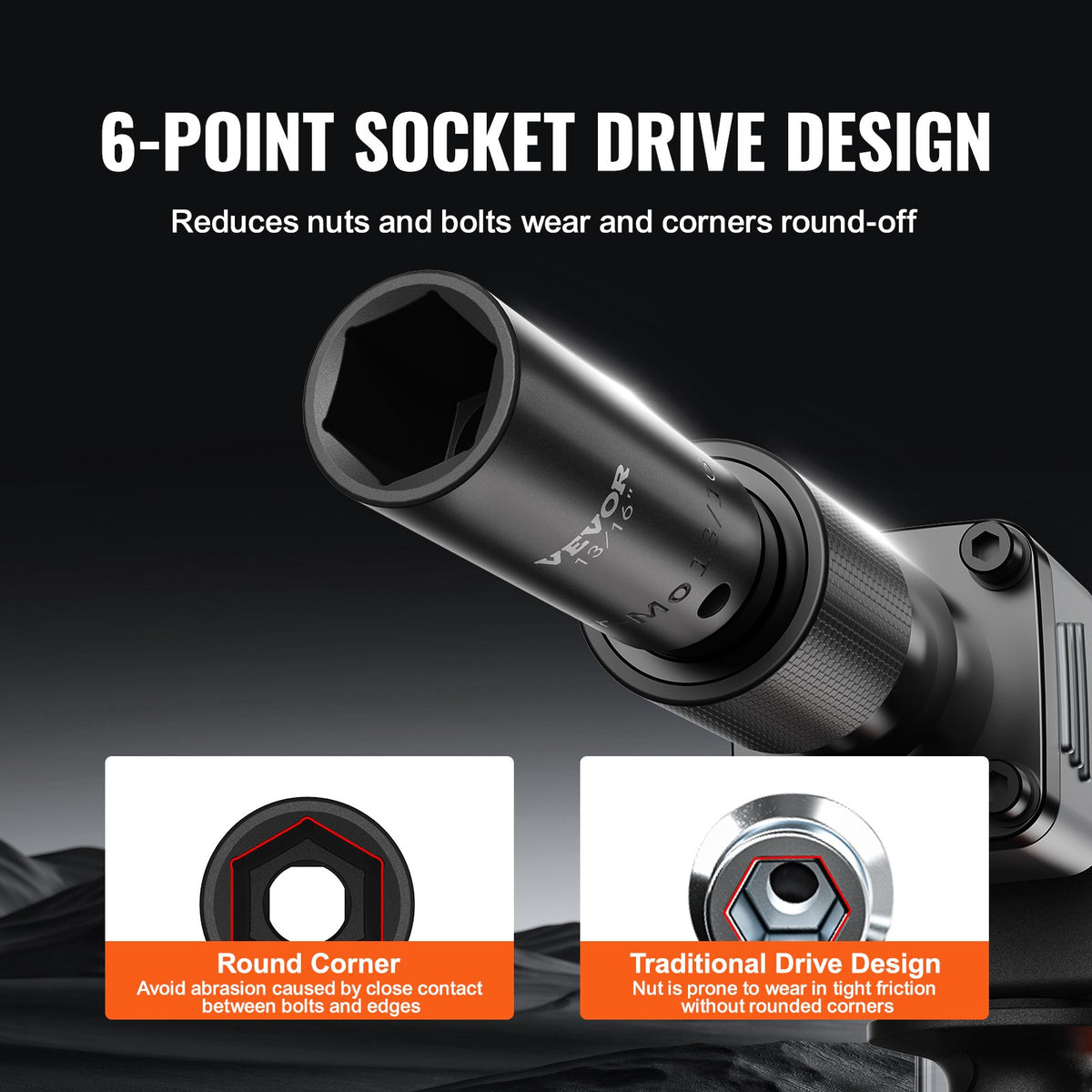 Sats med krafthylsnyckel med 3/8" och 1/2" fäste, 59 delars hylsnyckelsats SAE 5/16" till 1-1/4" och metrisk 6-32 mm, 6-kants Cr-Mo-legerat stål för bilreparationer, lättlästa markeringar, robust konstruktion, förvaringsväska