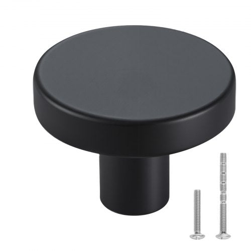 Skåpsknoppar, 10-pack, 32 mm låd- och dörrhandtag i svart zinklegering, svampformade köksknoppar, byråhandtag, skåpbeslag med skruvar för badrumsskåp, skåp och lådor