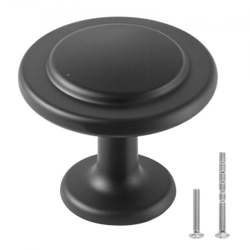 Skåpsknoppar, 30-pack, 31 mm låd- och dörrhandtag i svart zinklegering, svampformade köksknoppar, byråhandtag, skåpbeslag med skruvar för badrumsskåp, skåp och lådor