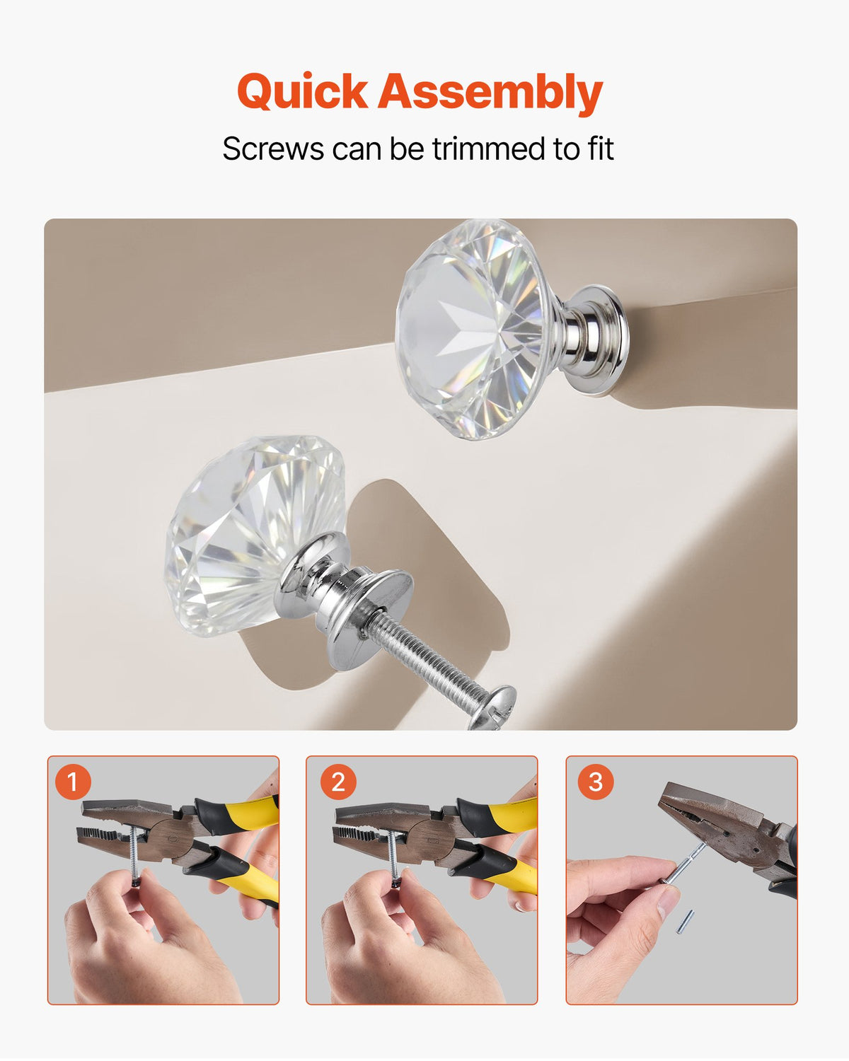 Skåpknoppar, 12-pack, 31 mm lådhandtag i akryl och zinklegering, diamantformade köksknoppar, byråhandtag, skåpbeslag med skruvar för badrumsgarderob, skåp och lådor