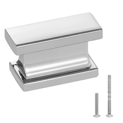 Cabinet Knobs, 10 Pack, 36 mm Zinc Alloy Drawer Pulls Door Handles, Rectangular Kitchen Dresser Solid Knobs, Cupboard Hardware with Screws for Bathroom Closet Cabinets Drawers, Chrome Color