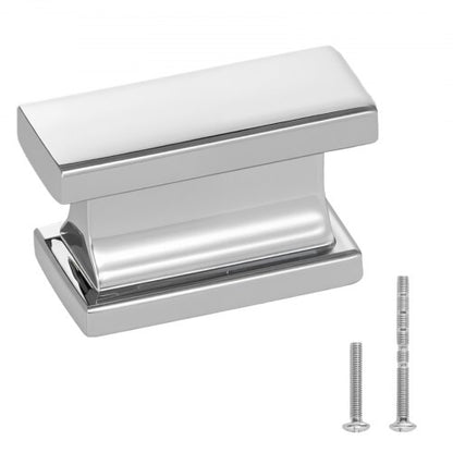 Cabinet Knobs, 10 Pack, 36 mm Zinc Alloy Drawer Pulls Door Handles, Rectangular Kitchen Dresser Solid Knobs, Cupboard Hardware with Screws for Bathroom Closet Cabinets Drawers, Chrome Color
