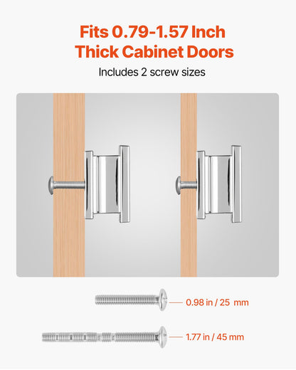 Cabinet Knobs, 10 Pack, 36 mm Zinc Alloy Drawer Pulls Door Handles, Rectangular Kitchen Dresser Solid Knobs, Cupboard Hardware with Screws for Bathroom Closet Cabinets Drawers, Chrome Color