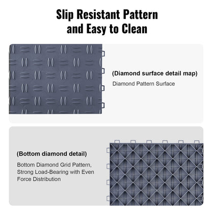 Garage Tiles Interlocking, 12 x 12 x 0.53 inch 25 Pack Garage Floor Covering Tiles, Non-Slip Double-Sided Texture Garage Flooring Tiles, for Garages, Basements, Repair Shops, Graphite Gray