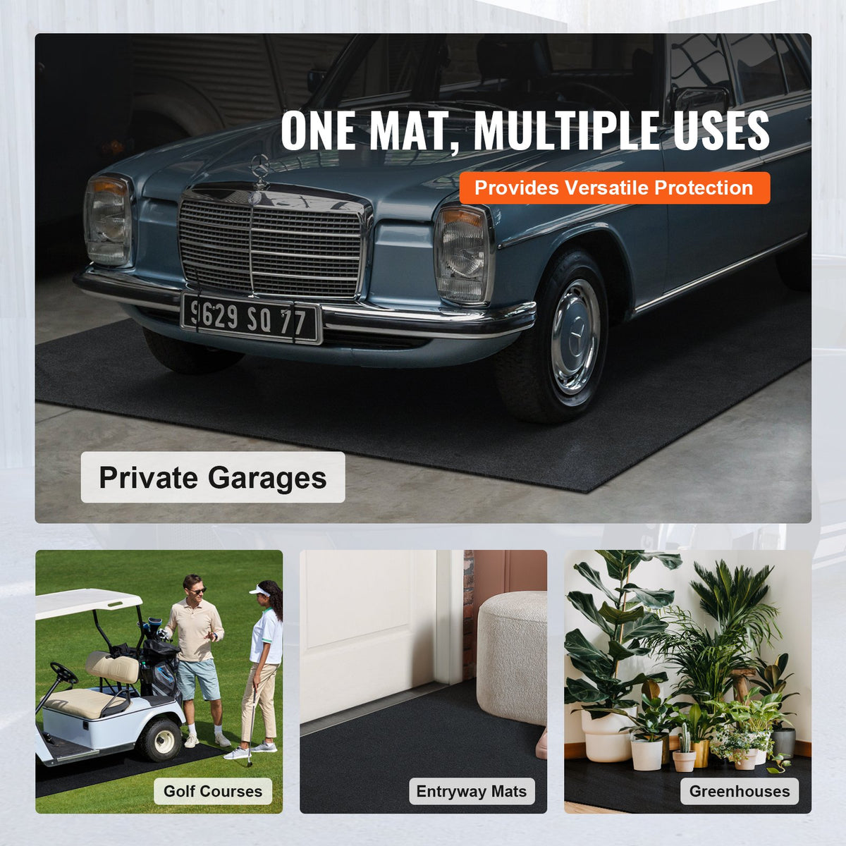 Vattentät garagematta för under bilen, 914,4x1524 mm kompakt storlek, kraftig avskärmningsmatta med starkt grepp, skyddar garagegolvet från vatten, lera och olja, för garage, växthus, entré