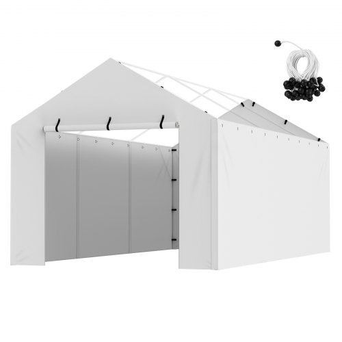 Carportens reservtak, sidovägg, 3,5 x 6,5 m, garagetält, kraftig vattentät och UV-skyddad, enkel installation med kulband, vit (topp och ram ingår ej)
