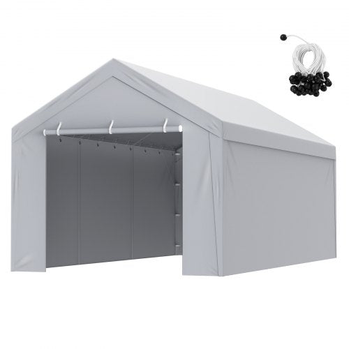 Carport med reservtak, topp + sidovägg, 6000 x 3000 mm, garagetält, kraftig, vattentät och UV-skyddad, enkel installation med kulspännen, vit (ram ingår ej)