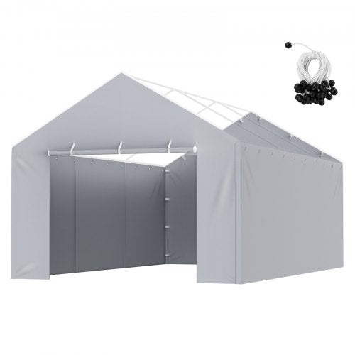 Carportens reservtak, sidovägg, 3,6 x 6,2 m, garagetält, kraftig, vattentät och UV-skyddad, enkel installation med kulband, grå (topp och ram ingår ej)