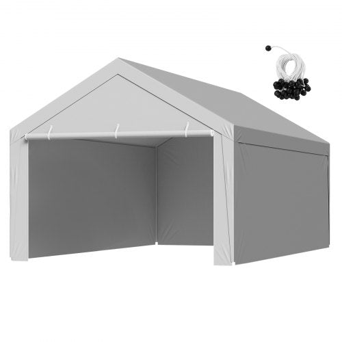 Carportens reservtak, 3,6x6 m dricksskyddad garagepresenning med sidoväggar, UV-resistent och vattentät, kraftig bilskyddspresenning med bollvagnar, grå, ram ingår ej