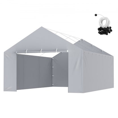 Carportens reservdel, sidovägg, 13 x 20 fot, garagetält, skyddspresenning, kraftig, vattentät och UV-skyddad, enkel installation med bolltätningar, grå (topp och ram ingår ej)