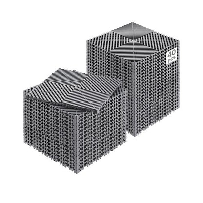 Sammankopplande dräneringsmatta, 12” x 12” modulär sammankopplande kudde, 40 st. skarvmattor för dränering, halkfria grå PP-dräneringsgolvplattor och duschmatta, för garage, trädgård, kök och utomhusbruk