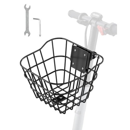 Cykelkorg fram, Elscooterkorg med fast fäste - Max bärförmåga 9 kg, Tillverkad av massivt stål, Cykelkorg för barn/cykelkorg för vuxna/tillbehör till elscooter för knä