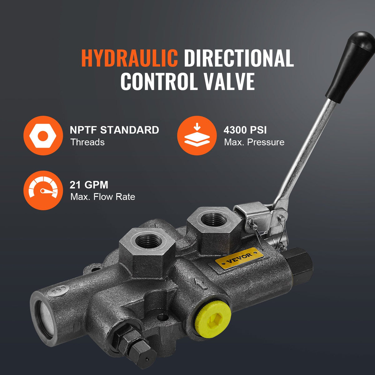 Hydraulisk vedklyvspumpsats, 60,6 l/min, 2-stegs 27,6 MPa hydraulisk kugghjulspump i aluminium, med ventil 2,54 cm inlopp 1,27 cm NPT-utlopp 3600 varv/min, för vedklyvar med liten motor