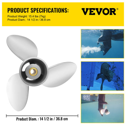 Utombordspropeller, ersätter OEM 3860709, 3-bladig 14,5" x 21" stålpropeller för båt, kompatibel med Volvo Penta SX-drev alla modeller, med 19-tandade splines, höger
