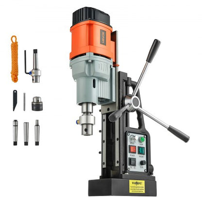 Magnetisk borrpress, 1500 W, 60 mm borrdiameter, 13000N kraftmagnetborrpress, 0-600 varv/min justerbar hastighet, morsekona, M3-M16 gängning, för metallytor, industri och heminredning