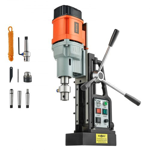 Magnetisk borrpress, 1500 W, 60 mm borrdiameter, 13000N kraftmagnetborrpress, 0-600 varv/min justerbar hastighet, morsekona, M3-M16 gängning, för metallytor, industri och heminredning