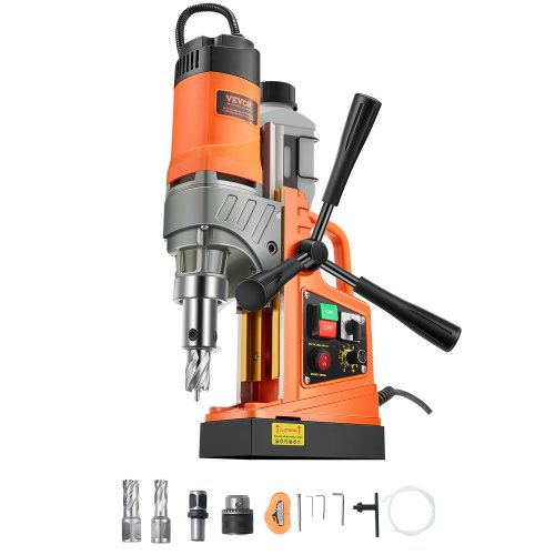 Magnetborrmaskin, 1450W motor, 1,6 tum borrdiameter, 2810 lbf bärbar elektrisk magnetborrpress, med 2 kärnborrar, variabel hastighet, borrmaskin för metallytor, heminredningsindustrin