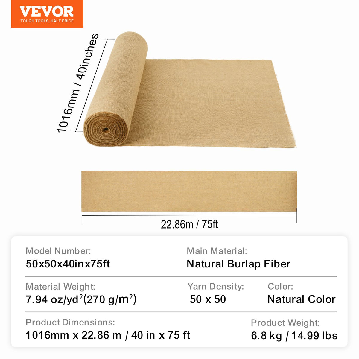 Rulle av säckväv i jutetyg, 102,5 cm x 22,5 cm och 132,5 cm breda rullar av säckväv i jutetyg, rulle av säckväv i jutetyg ​​för träd, för dekoration, hantverk, bröllop, trädgårdsskötsel, vintertäckning för växter och träd