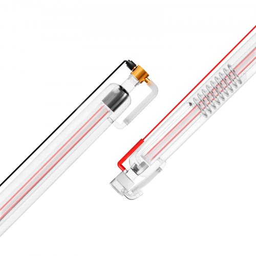 60W CO2-laserrör, 49,2 tum (1250 mm) längd, 2 tum (55 mm) diameter för laserskärrör i borsilikatglas med metallhuvud, 5000–6000 timmars kablar förkopplade för lasergravyr/skärmaskin