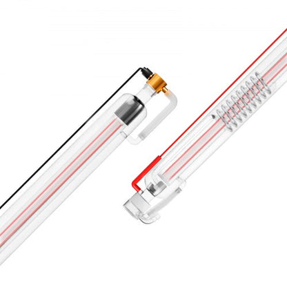 60W CO2-laserrör, 49,2 tum (1250 mm) längd, 2 tum (55 mm) diameter för laserskärrör i borsilikatglas med metallhuvud, 5000–6000 timmars kablar förkopplade för lasergravyr/skärmaskin