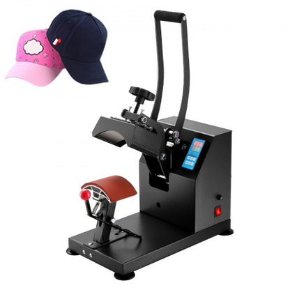 Hattvärmepress 5,5 x 3,5 tums värmepressmaskin 600W professionell hattvärmepressmaskin för hattar, mössor, transferpress med 12 000 timmars livslängd, digital LCD-timer och temperaturkontroll