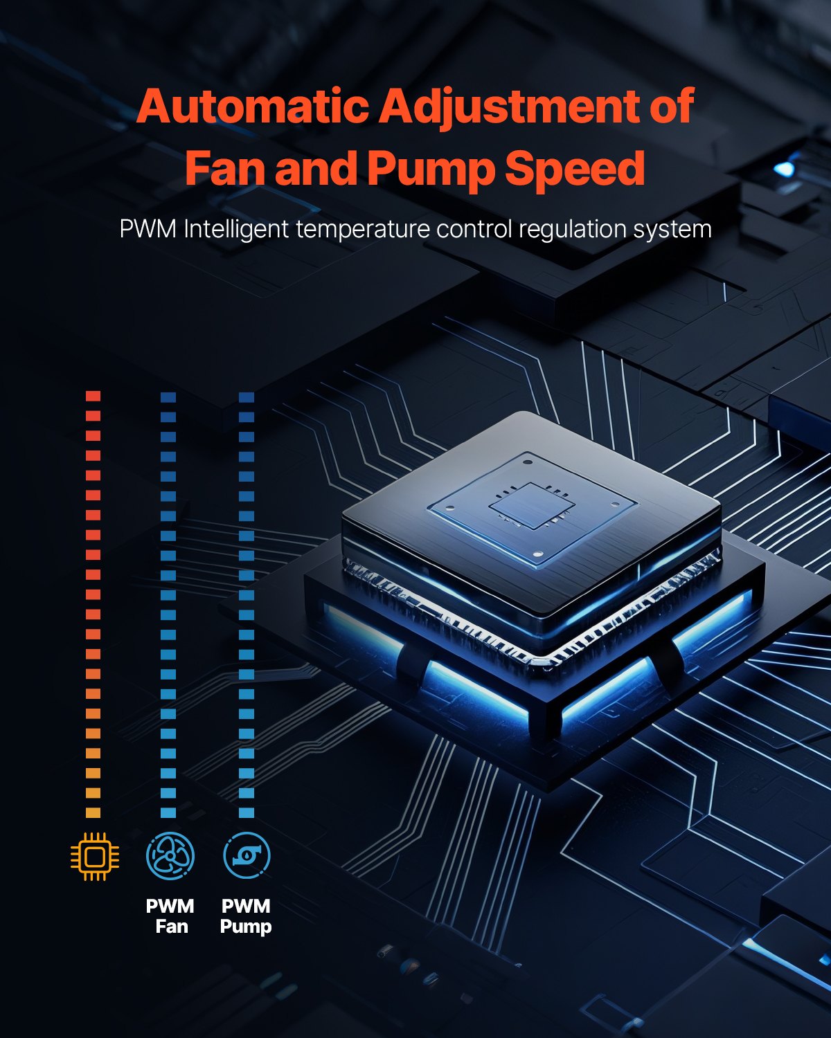 CPU-vätskekylare, AIO CPU-vattenkylare - 120 mm PWN-fläktar, pump, 1,8" skärm, max. 2200 RPM CPU-kylfläkt, effektiv svart PC-vattenkylare för Intel 115X/1366/2011/1700/1200, AMD AM4/AM5