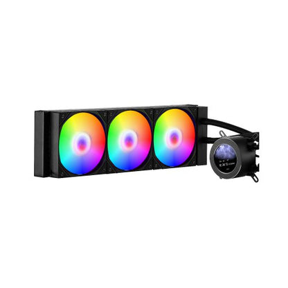 CPU-vätskekylare, AIO CPU-vattenkylare - 3 x 120 mm PWN-fläktar och pump, anpassningsbar svart PC-vätskekylare med 2,1" LCD-skärm och ARGB-lampa, för Intel 115X/1366/2011/1700/1200, AMD AM4/AM5