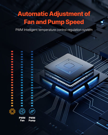 CPU Liquid Cooler, AIO CPU Water Cooler - 3 x 120mm PWN Fans, Pump & 2.1" LCD Display, Max 2200PRM Black CPU Cooling Fan, Compatible for Intel 115X/1366/2011/1700/1200, AMD AM4/AM5