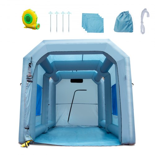 Uppblåsbar sprutbox, billackeringstält, 396 cm x 305 cm x 274 cm, filtersystem, fläkt, 950W