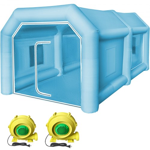 Uppblåsbart tält, 13 x 8 x 7 fot uppblåsbart sprutboxtält specialanpassat, uppblåsbart målarboxtält, arbetsstation för billackeringsbox, 210D Oxford-tyg med 2 blåsmaskiner