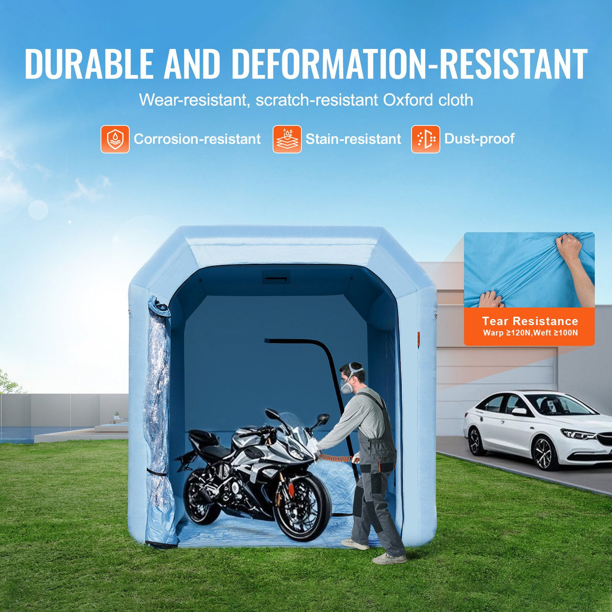 Uppblåsbar målarbox, 9,8 x 8,2 x 8,2 fot/3 x 2,5 x 2,5 m uppblåsbar sprutbox, med 550 W kraftfull fläkt och luftfiltersystem, bärbar billackeringsbox för motorcykel, cykel, små möbelmålning