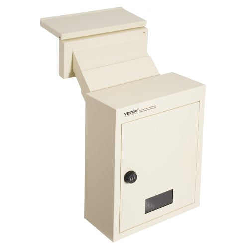 Brevlåda för väggmontering, kraftig stålbrevlåda för väggmontering med 6,8-18 cm kombinationslås, 30,5 x 16,3 x 41 cm brevlåda, beige