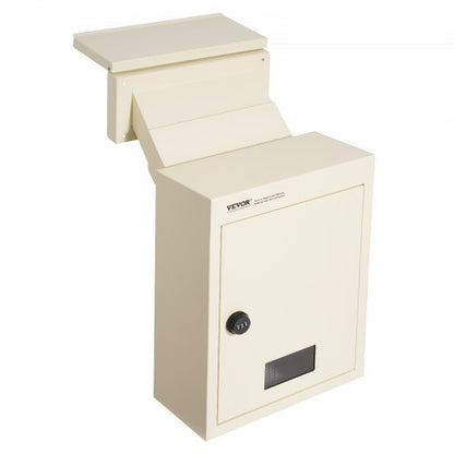 Brevlåda för väggmontering, kraftig stålbrevlåda för väggmontering med 6,8-18 cm kombinationslås, 30,5 x 16,3 x 41 cm brevlåda, beige